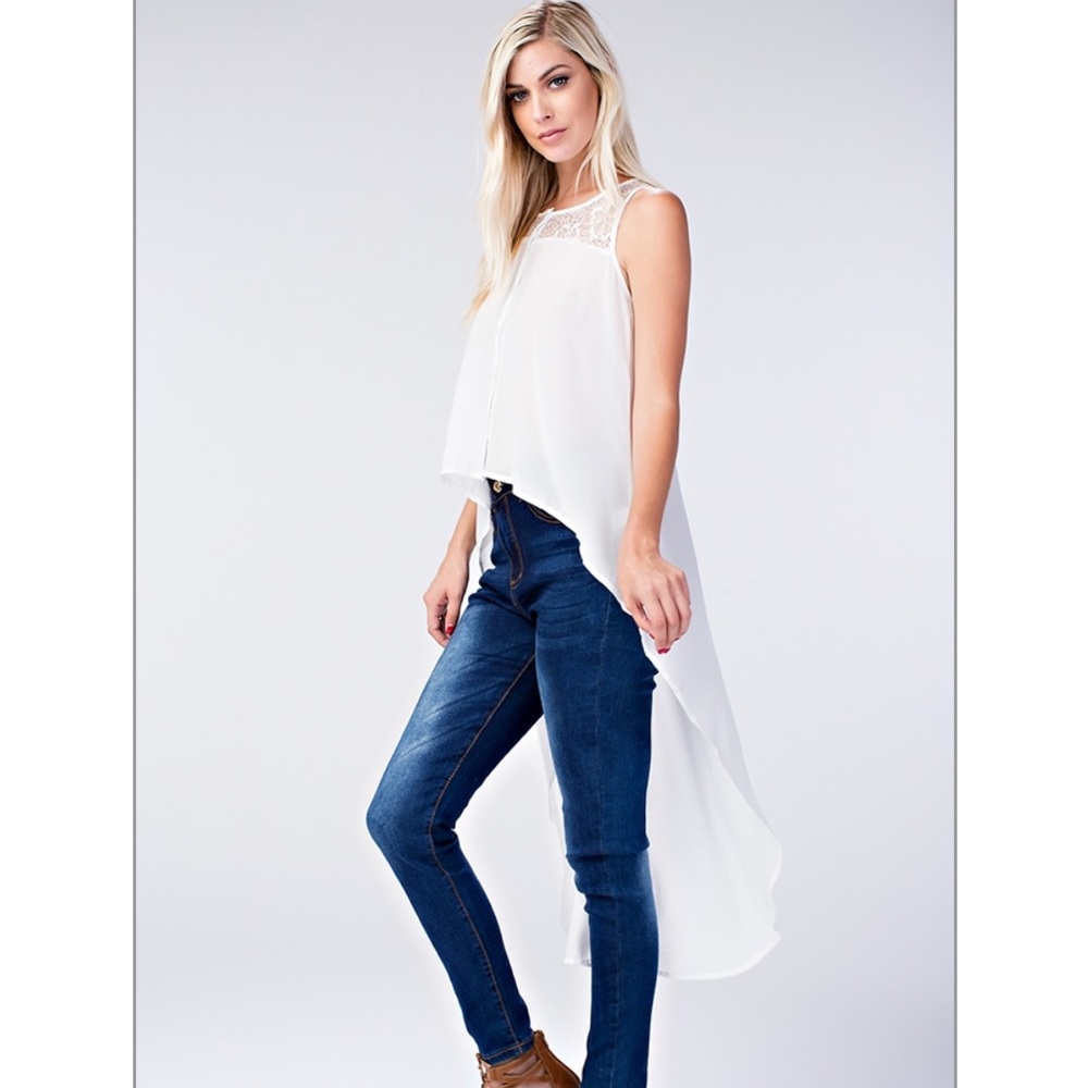 🆕💕White Semi-sheer Hi Low💕🆕